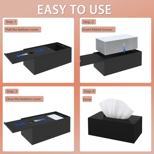 SILUT Tissue Box Cover Rectangle, Tissue Box Holder Decorative, Acrylic Tissue Box Cover, Stylish Tissue Holder for Bathroom, Home, Restaurant, Kitchen - Matte Black by SILUT - Image 8