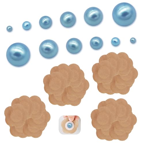 Ball-Shape Belly Button Plug Post Tummy or Umbilical Hernia Repair Soft Silicone Liposuction After Trainer Tuck Round Ball-shaped Shaper Tummyk6 Different Sizes 2 of Each + 24pcs Medical Tape) (Blue)
