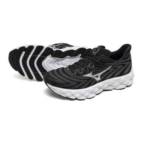 Mizuno Women's Wave Sky 8 D Running Shoe | Neutral Running Shoe | Black-Silver | US Womens 9.5 Wide by Mizuno - Image 5
