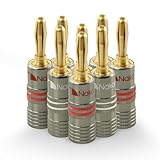 Nakamichi Ultimate Series Conector Banana 4 mm De Cobre Rojo Con Berilio Chapado En Oro 24K, Compatible Con Cables 12–18 AWG, Para Altavoces Y Amplificadores Hi-Fi, 8 Piezas (4-Pares)