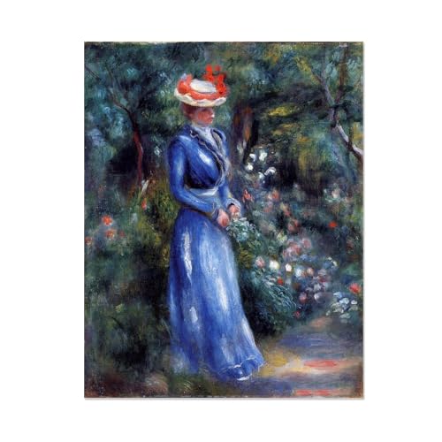 Tableau impressionnisme Femme en robe bleue reproduction toile célèbre