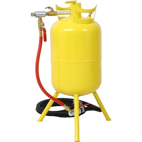 5 Gal Portable Pot Sand Blaster with Handle, Air Media Abrasive Sandblasting Tank w/Blast Gun, for Paint, Stain, Rust Removal and Special Surface Treatment of Material, Yellow
