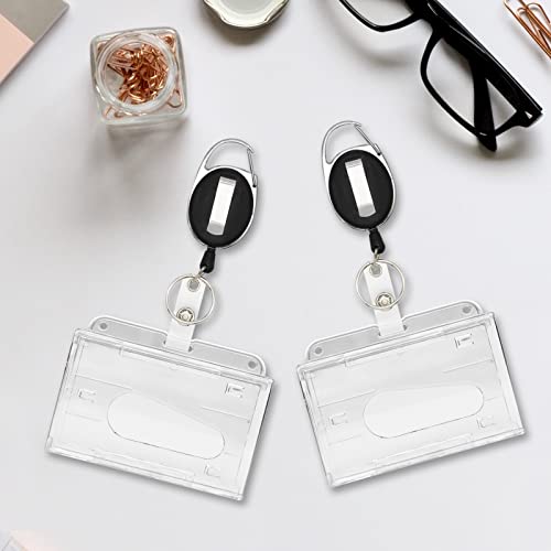 Lot de 3 porte-badge avec clé rétractable - Porte-badge avec clip, porte-clé extensible - Mousqueton et clip de ceinture pour la fixation. – vue 7