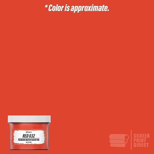 Miniatura 2 de Ecotex Red 032 Tinta de serigrafía a base de agua (cuarto de galón, 32 onzas) - Tinta de tela, tinta de pantalla de seda, tinta de tela suave o