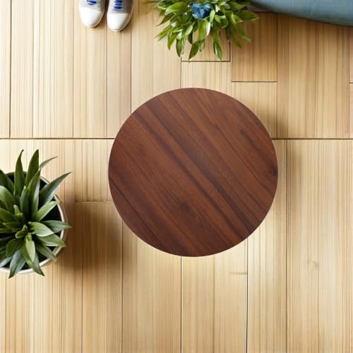 Plateau de table basse rond en noyer solide pour salon chic