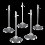 Zilphoba 12-Pack Adjustable Doll Stands for 8-12 Inch Dolls, Clear Plastic, Hobby Figure Display Stands