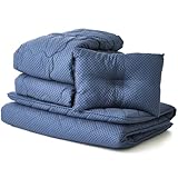 昭和西川 ふとんセット 合掛け布団 肌掛け布団 敷布団 枕 365日使える 4点セット シングル 新生活 チェック柄 PLAID2 ネイビー