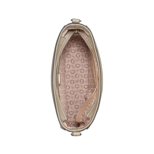 Image of Guess Women Beige Textured Detachable Strap Crossbody Bag with Pouch