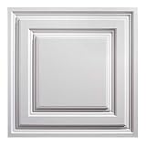 Genesis 2ft x 2ft White Icon Relief Ceiling Tiles - Easy Drop-In Installation – Waterproof, Washable and Fire-rated - High-Grade PVC to Prevent Breakage (One Tile)