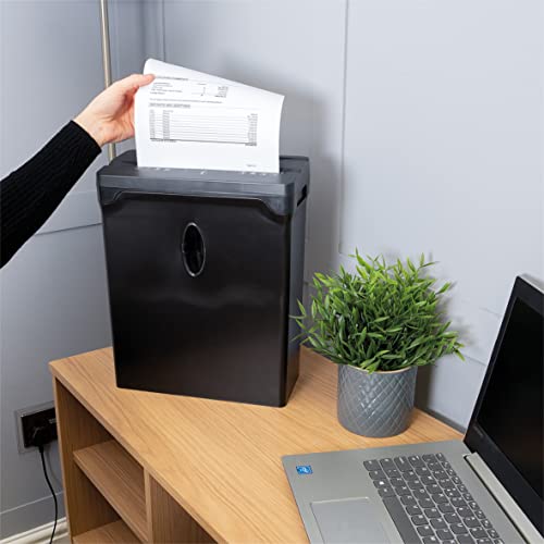 Bestfor 6 Sheet Cross Cut Paper Shredder With 10L Basket with Viewing Window, Ideal for Securely Shredding Documents, Papers, Credit Cards,Envelopes.Can be Used in Offices,shops, Homes and Schools