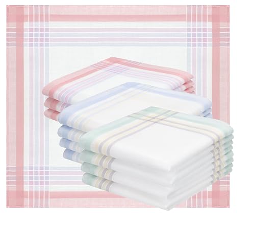 Betz 12 Stück Damen Stoff Taschentücher Set Emma Größe ca. 28x28 cm 100% Baumwolle Dessin 7