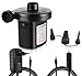 ilauke Elektrische Luftpumpe DC12V AC230V Pumpe Gebläsepumpe fürs Auf- & Abpumpen mit 3 Adaptern Camping Outdoor für 12V Zigarettenanzünder oder 230V Euro-Stecker (schwarz AC/DC)