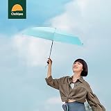 Chakipee Mini parasolka, mały parasol kieszonkowy z 6 żebrami, kompaktowy, składany, lekki, do użytku na zewnątrz, ochrona przed promieniowaniem UV, 260T, mały parasol na słońce i deszcz, niebieski