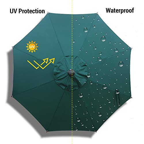 Abba Patio 9Ft Patio Market Outdoor Table Umbrella With Auto Tilt And Crank For Garden, Lawn Deck, Backyard & Pool, 8 Sturdy Steel Ribs, Dark Green #TOP5