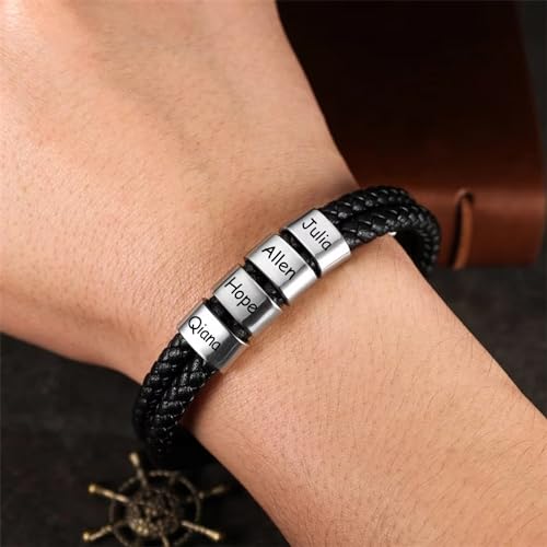 Pulsera personalizada de cuero para hombres miniatura 2