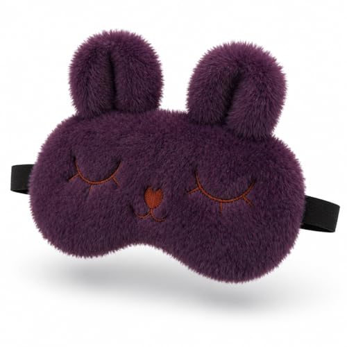 Image of Jenna Eye Mask for Sleeping with Adjustable Strap Super Soft Sleeping Mask Blind Fold for Comfortable Sleep Travelling Sleep Mask (Bunny Purple)