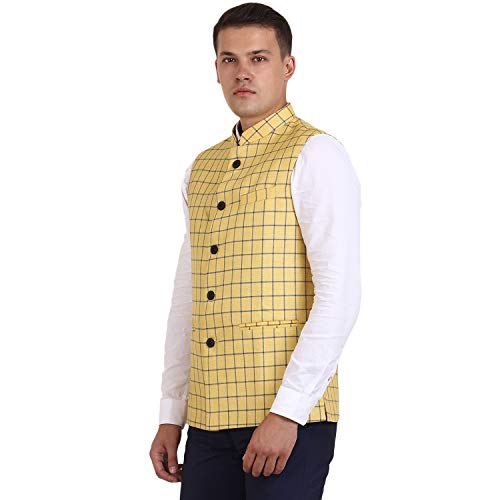Image of Veera Paridhaan Men's Poly Cotton Jute Nehru Jacket