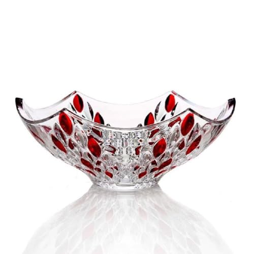 JUNYFFF Large Glass Crystal Fruit Bowl Candy Bowl Serving Bowl Decorative Bowl Home/Office Multipurpose Tray Crystal Eco-Friendly Glass Bowl, 24Cm,B