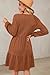 Dokotoo Chocolate Brown Fall Clothes Dresses for Women 2025 Casual Long Sleeve V Neck Textured Mini Dress Going Out Ruffle A-Line Swing Empire Waist Tiered Babydoll Flowy Dress Comfy Outfits X-Large