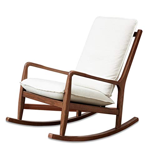 YYAPT-Y Solid Wood Single Sofa Rocking Chair, Washable Cushion Recliner - Cloth Cover Color Optional 624-YY (Color : Walnut)