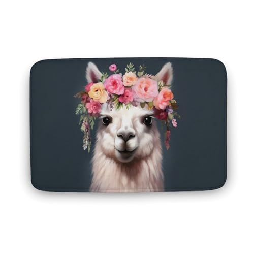 Cute Alpaca Coral Velvet Rugs Non-Slip Bathroom Rugs Soft Kitchen Rug Floor Carpet for Home Decor 15.7