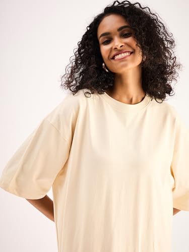Image of SASSAFRAS Women Beige Oversized T-Shirt Dress -XXL