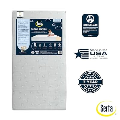 Serta Perfect Slumber Dual Sided Crib and Toddler Mattress - Waterproof - Hypoallergenic - Premium Sustainably Sourced Fiber Core -GREENGUARD Gold Certified (Non-Toxic) - Made in USA