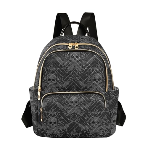 Image of Goths Skull Quilted Backpack Purse for Women Fashion Small Backpack S | Shoulder Bag Travel Casual Daypack