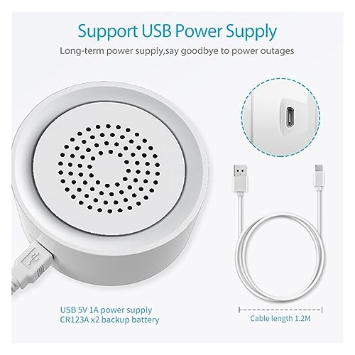 Sistema de alarma con sirena inteligente y sensor de luz USB para hogar 6