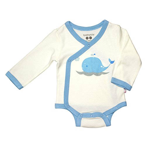 Babysoy Body Quimono Essencial Ecológico para Bebês Meninas, Baleia, 3-6 meses