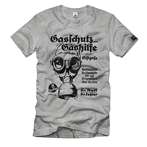 T-shirt protection du gaz gris S : haut à motif masque à gaz publicitaire W3 2264