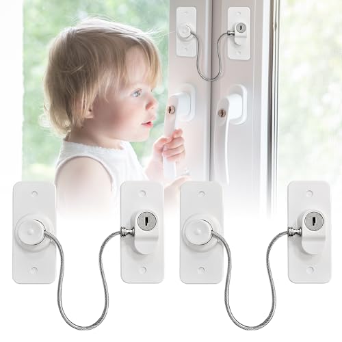 Moonybaby 2 Stück kühlschrank schloss(Schmalen Rechteck-Optionen) fenster sicherungen kinder Hochwertiger rostfreier Stahl Hervorragende Haltbarkeit fenster und kühlschrank kindersicherung Weiß