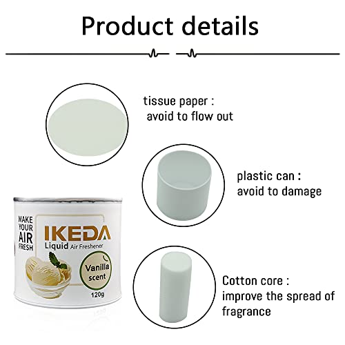 Ikeda Scents Car Air Freshener: Odor Eliminator | Interior Deodorizer | Car Refreshener | Vanilla Scents | Strong Fragrance | Smoke Smell Remover | For Auto Home | 120G | 1 Pack #TOP6