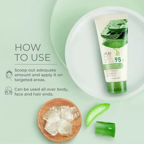 Image of The Face Shop Pure Aloe Vera Gel, 300ml for Skin, Hair & Body | Aloe Vera with Vitamin E | Clear Gel for Ultimate Hydration & Glow | Korean Skin care products