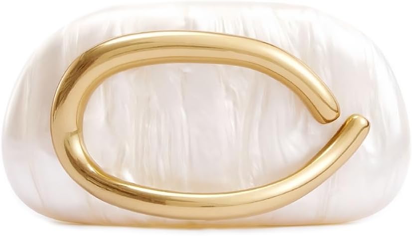 Acrylic Clutch Purse for Women Classic Round Acrylic Evening Handbag Vintage Metal Handlebars Bag for Wedding Party Prom White