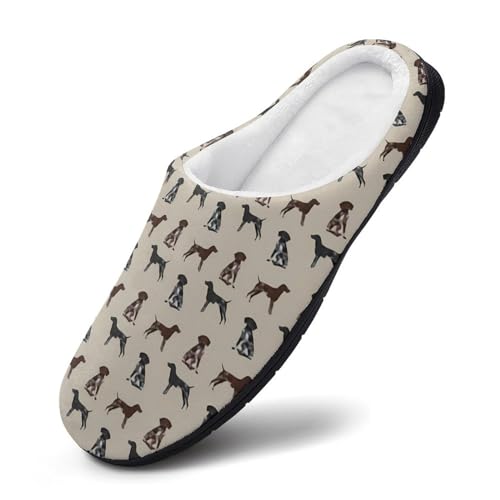 German Shorthaired Pointer Dogs Womens Cotton Slippers Anti-slip Rubber Sole Winter Warm House Shoes For Daily Wear2