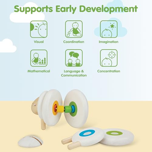 Image of PlanToys Lacing Sheep Wooden Threading Toy for Kids Ages 3+ Montessori | lacing sheep wooden threading toy, montessori fine motor coordination, focus creativity activity, ages 3+, preschool learning