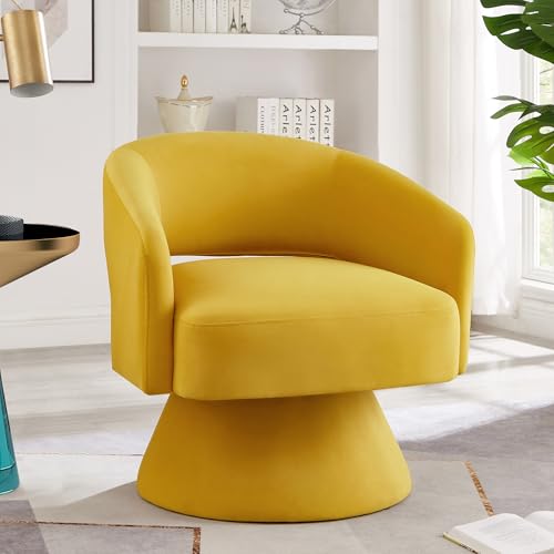 Sillón redondo giratorio terciopelo amarillo miniatura 2