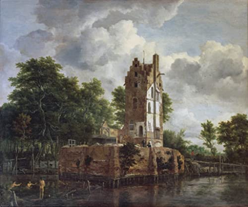 Lienzo impreso Jacob van Ruisdael de 60x90cm con pintura abstracta clásica