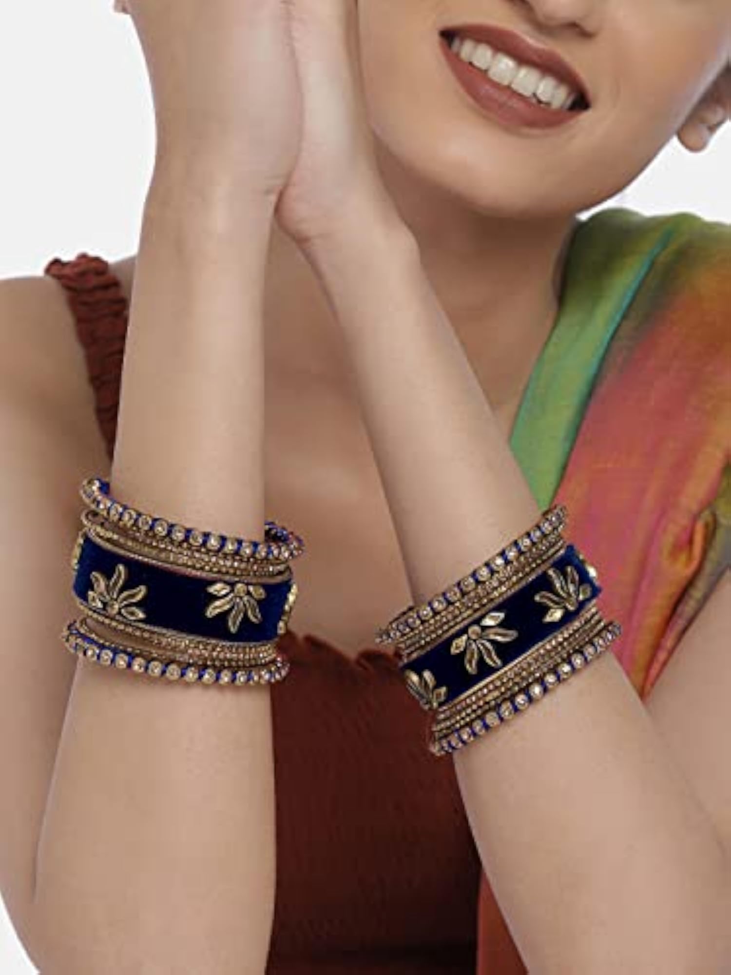 Women's Plated Velvet Silk Thread Chuda Chura Bangle Set