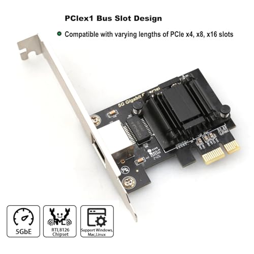 5G PCIe to RJ45 Network Adapter RTL8126B Chip 1000/2500/5000Mbps Gigabit Ethernet LAN Controller Adapter for PC/Desktop Win10/11(1000Mbps RTL8111) miniatura 4