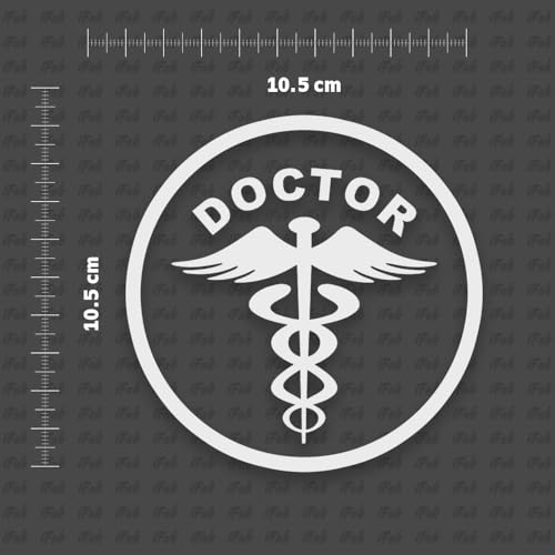 Image of Doctor Stickers for Car - Doctor Logo Reflector Decal Sticker for Cars, Waterproof Stickers, (Pack of 2) Size 10.5x10.5cm (White)