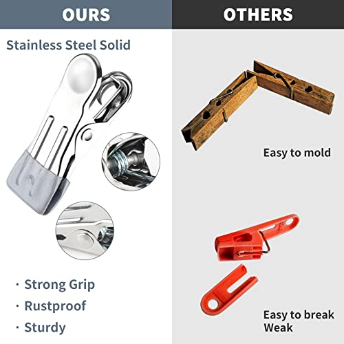 TamBee Clothes Pegs For Washing Line Stainless Steel Clothes Metal Pegs Clips Laundry Pins Clips Strong Metal Storm Jeans Socks Towel Photos - Image 4