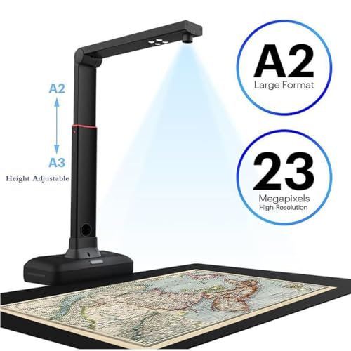 Image of S21 Overhead Scanner, A2 Document Scanner for Large Format Documents & Books, 23MP High Resolution, OCR Text Recognition, Auto-Flatten & Fingerprint Removal Technologies