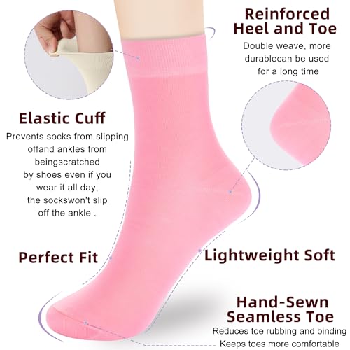 Image of Corlap Women's Thin Above Ankle Socks - 6Pairs Cotton Casual Bootie Dress Crew Socks