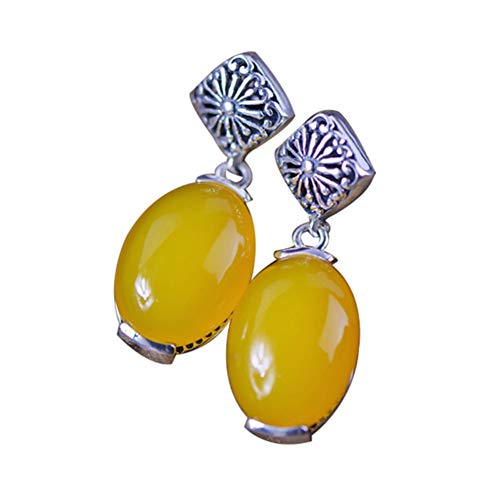 Pendientes de plata 925 MIYUAN de calcedonia ovalada artesanales