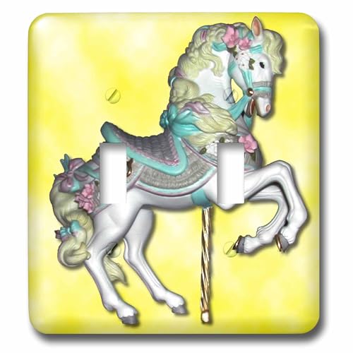 3dRose Carousel Horse in Yellow double toggle switch