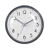 Badezimmer-Uhr mit Saugnapf – wasserdicht, leise, nicht tickende Mini-Uhr, große Zahlen, leicht ablesbares Display, feuchtigkeitsbeständig, kleine Wanddekoration, zuverlässiger batteriebetriebener