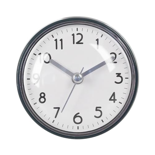 Horloge de douche – Petite horloge murale à quartz, alarme à lecture facile à ventouse | Petite salle de bain à piles de 3 pouces | pour bureau à domicile salon cuisine réfrigérateur miroir douche