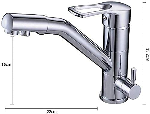 Robinet de cuisine en laiton chrome robuste 3 voies pour eau filtrée